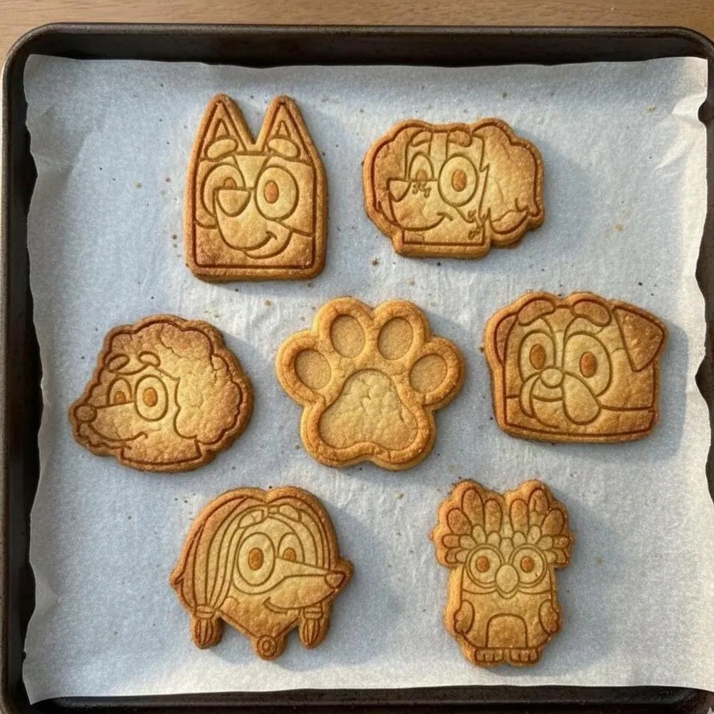 Baking With Kids & Birthday Parties - Bluey Faces & Paw Cookie Cutter Set - 7 Cutters - Food-Safe Cookie Cutter - View 2