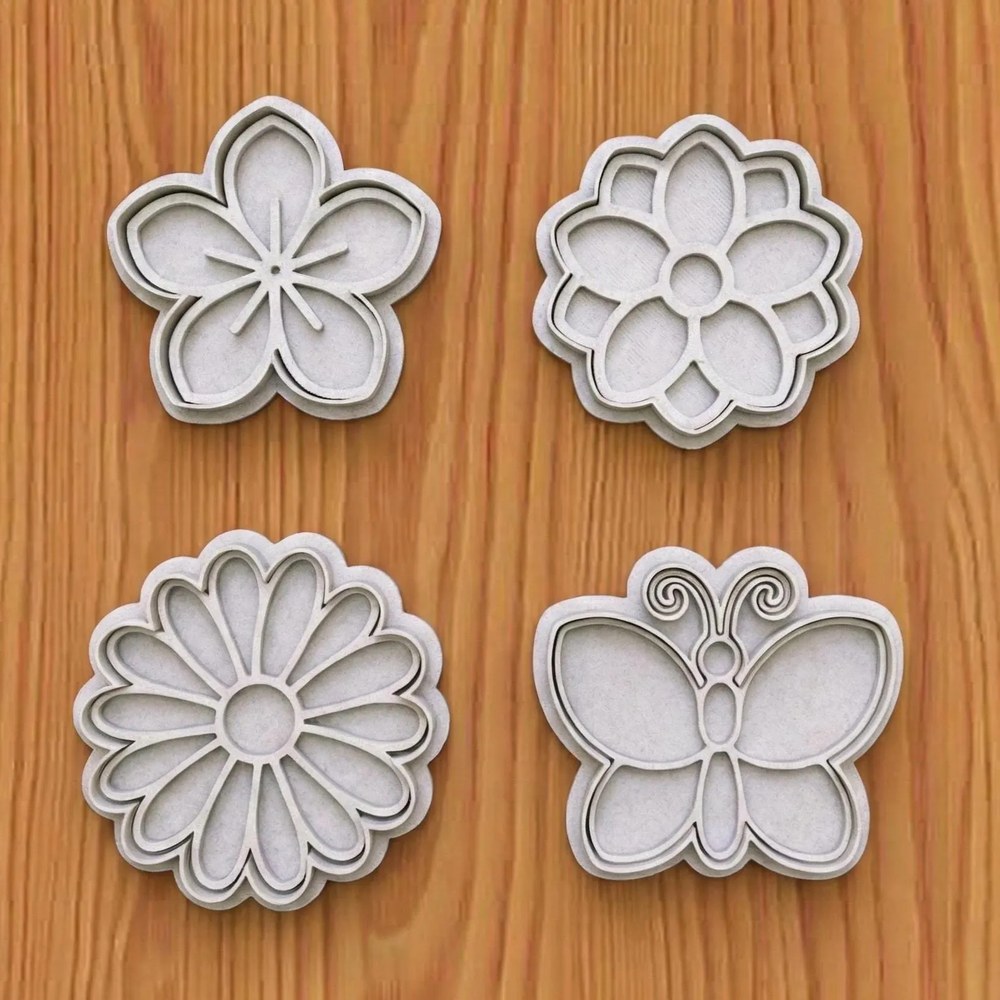 Bake Sales & Fundraisers & Baking With Kids - Flower & Butterfly Cookie Cutter Set - 4 Cutters - Baking Tool