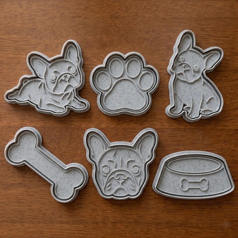 Bake Sales & Fundraisers & Baking With Kids - French Bulldog Cookie Cutter Set - 6 Cutters - Baking Tool