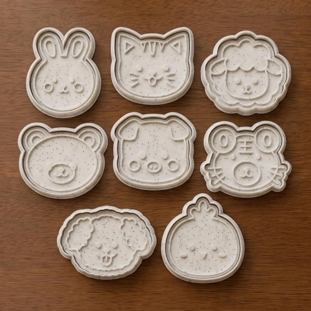 Baking With Kids & Birthday Parties - Kawaii Animal Faces Cookie Cutter Set - 8 Cutters - Baking Tool