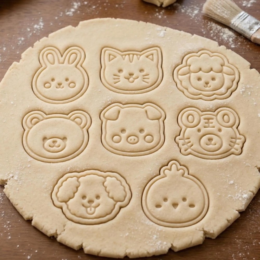 Baking With Kids & Birthday Parties - Kawaii Animal Faces Cookie Cutter Set - 8 Cutters - Food-Safe Cookie Cutter - View 2