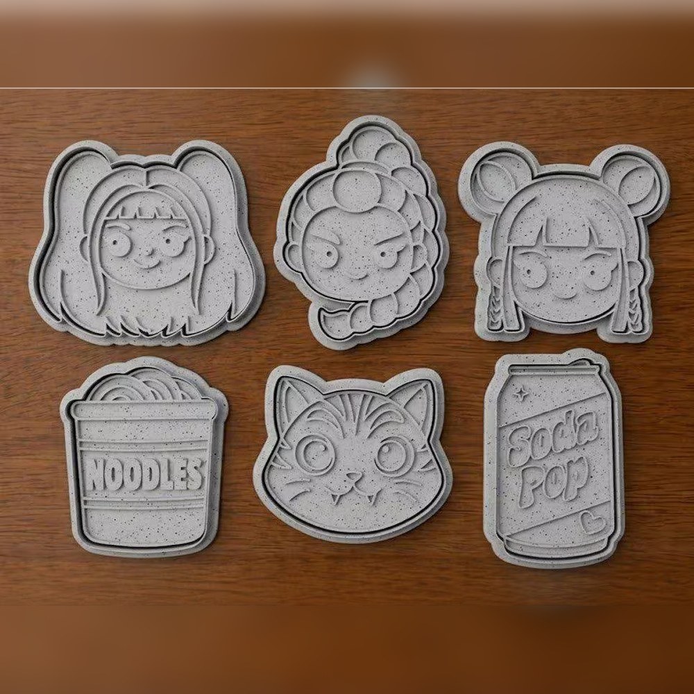 Anime & Manga - Kawaii Anime Girls Cookie Cutter Set - 6 Cutters - Cookie Cutters - Stamp and Bake
