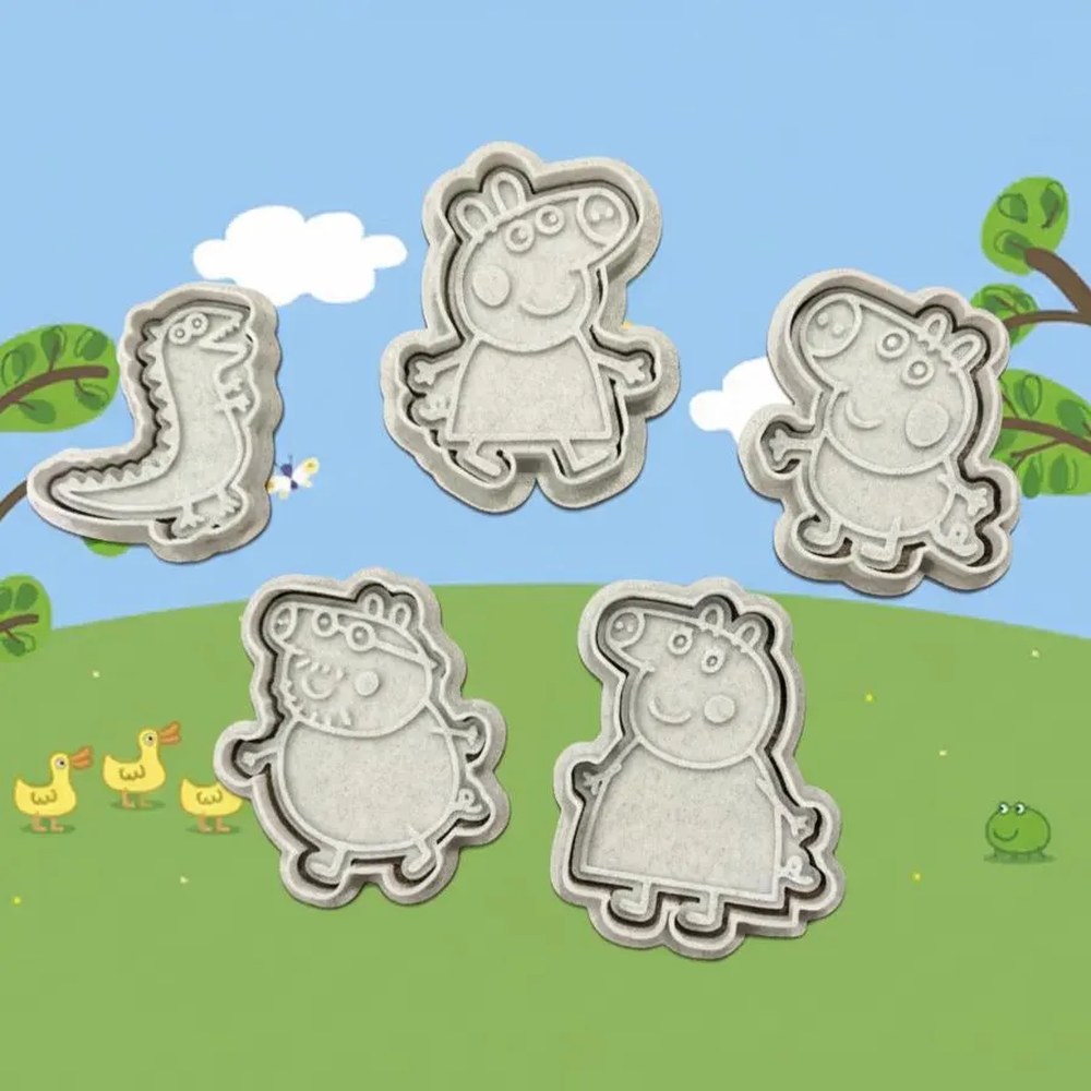 Baking With Kids & Birthday Parties - Peppa Pig & George Cookie Cutter Set - 5 Cutters - Baking Tool