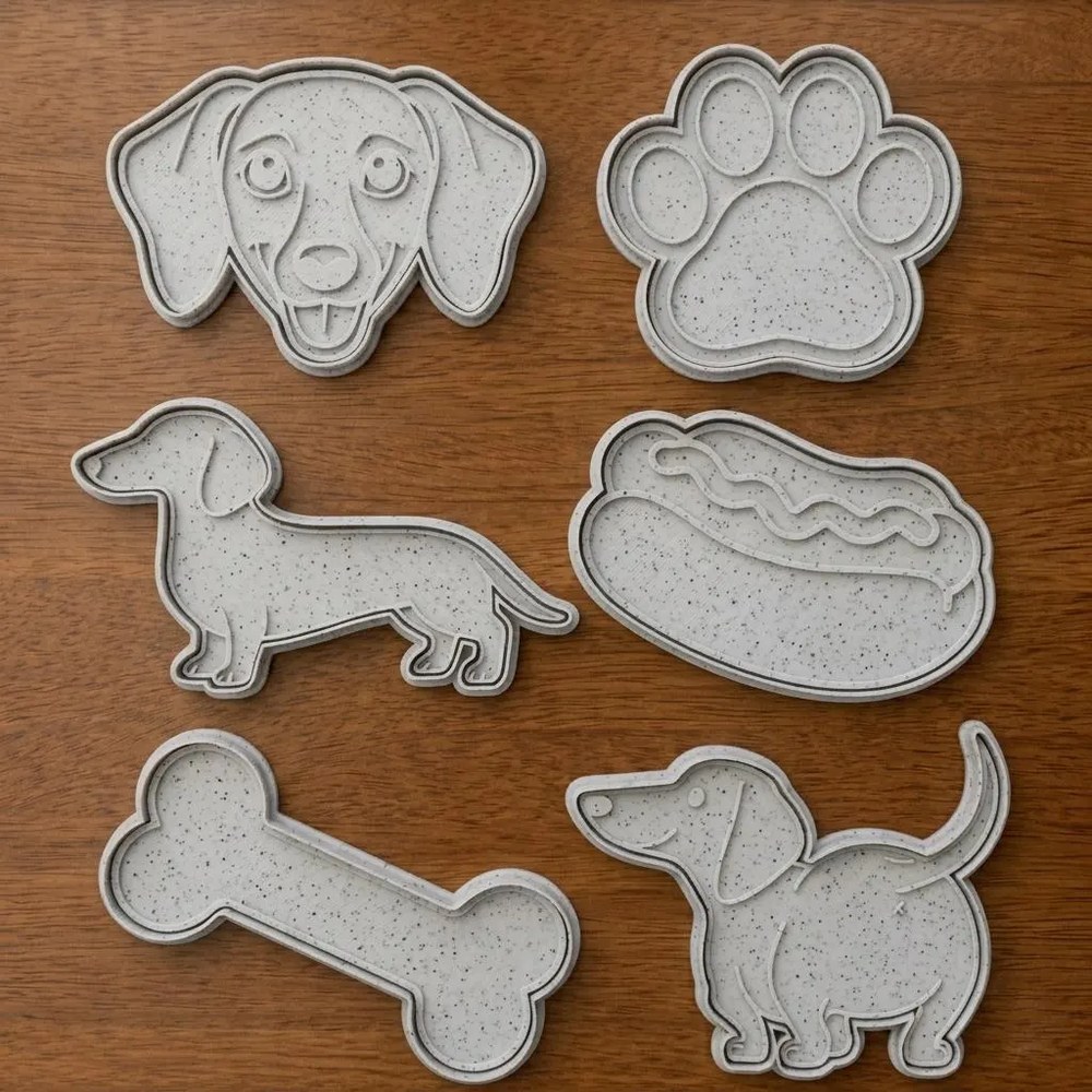 Bake Sales & Fundraisers & Baking With Kids - Sausage Dog Cookie Cutter Set - 6 Cutters - Baking Tool