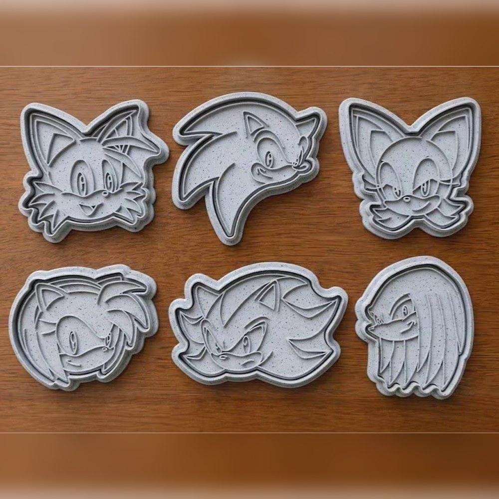 Birthday Parties - Sonic Character Faces Cookie Cutter Set - 6 Cutters - Cookie Cutters - Stamp and Bake