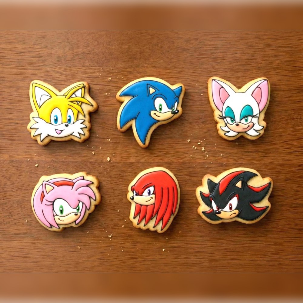 Birthday Parties & Gamer Parties - Sonic Character Faces Cookie Cutter Set - 6 Cutters - Food-Safe Cookie Cutter - View 2