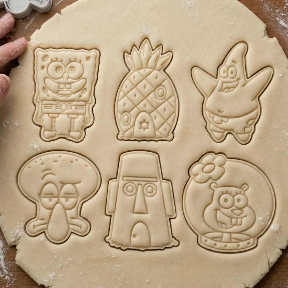 Birthday Parties & Nostalgia Bakes - SpongeBob & Bikini Bottom Cookie Cutter Set - 6 Cutters - Food-Safe Cookie Cutter - View 2