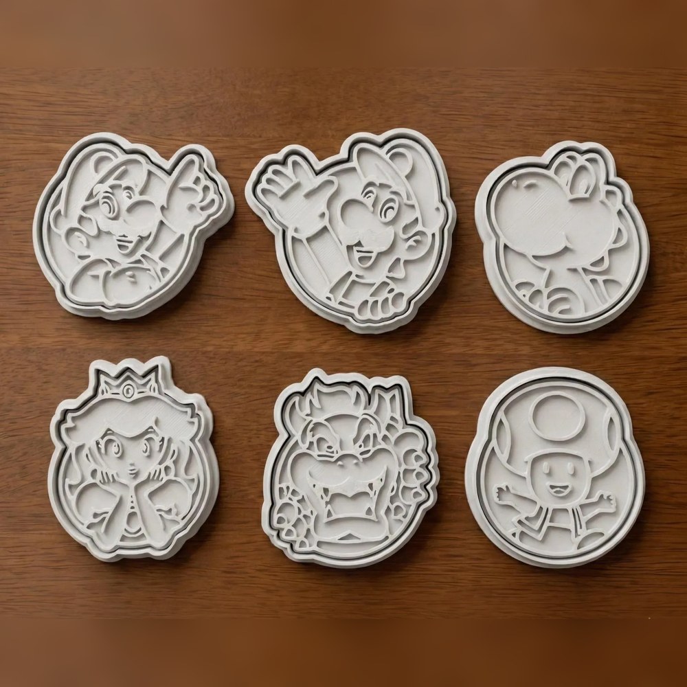 Birthday Parties & Gamer Parties - Super Mario Faces Cookie Cutter Set - 6 Cutters - Bestselling Cookie Cutter