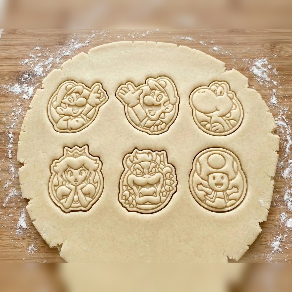 Birthday Parties & Gamer Parties - Super Mario Faces Cookie Cutter Set - 6 Cutters - Food-Safe Cookie Cutter - View 2