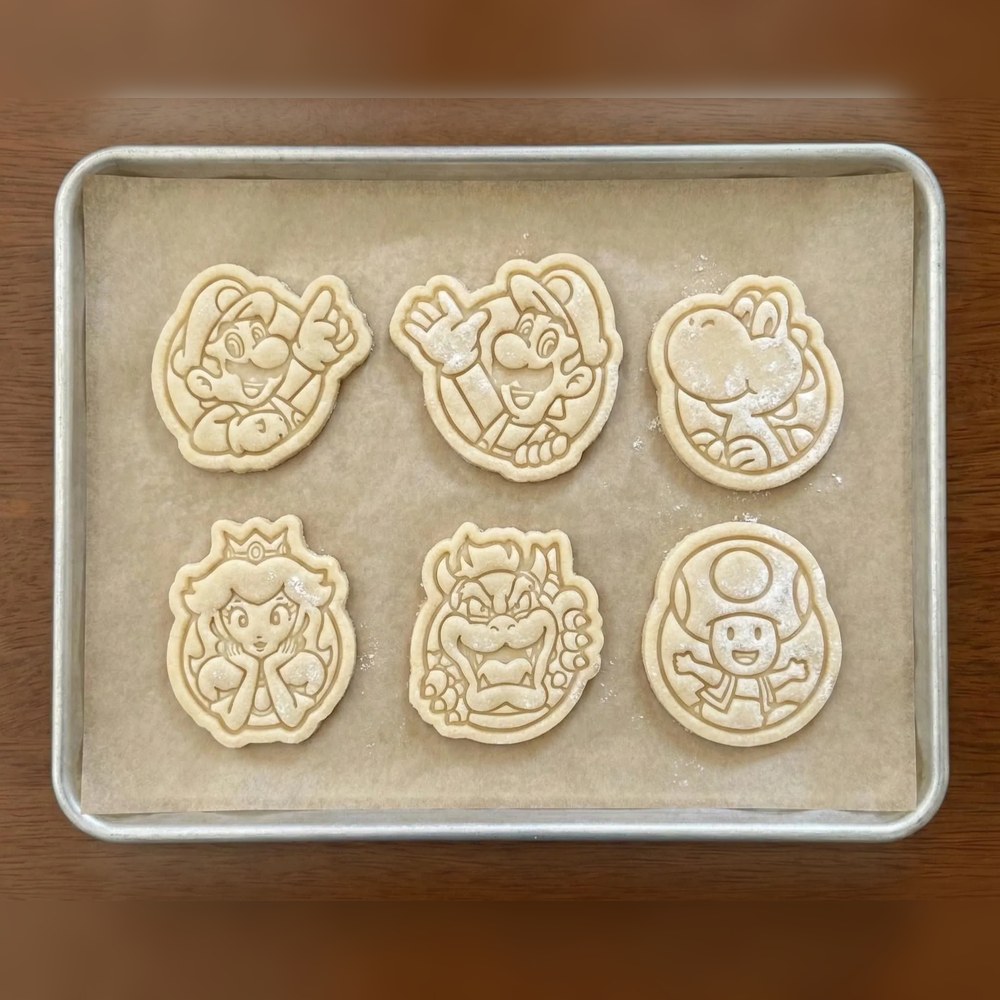Birthday Parties & Gamer Parties - Super Mario Faces Cookie Cutter Set - 6 Cutters - Food-Safe Cookie Cutter - View 3