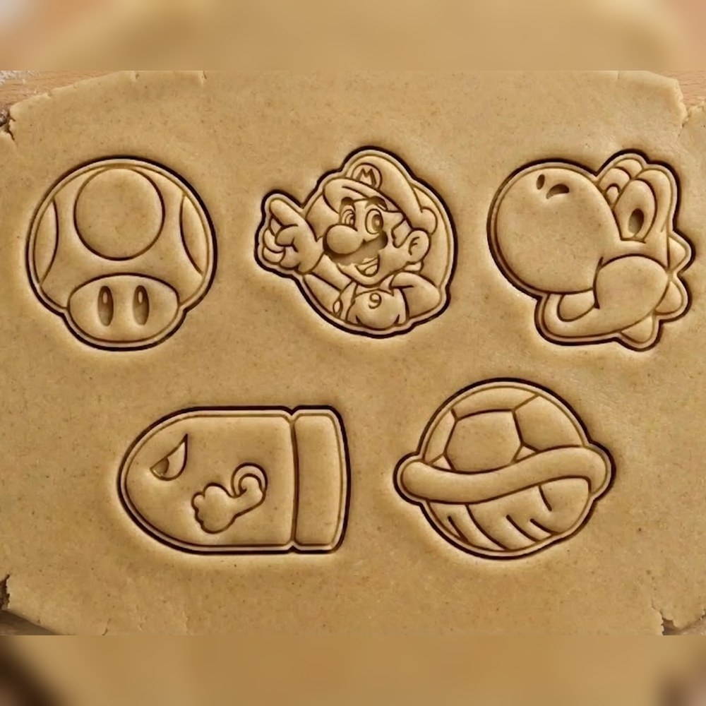 Birthday Parties & Gamer Parties - Super Mario Items Cookie Cutter Set - 5 Cutters - Food-Safe Cookie Cutter - View 2