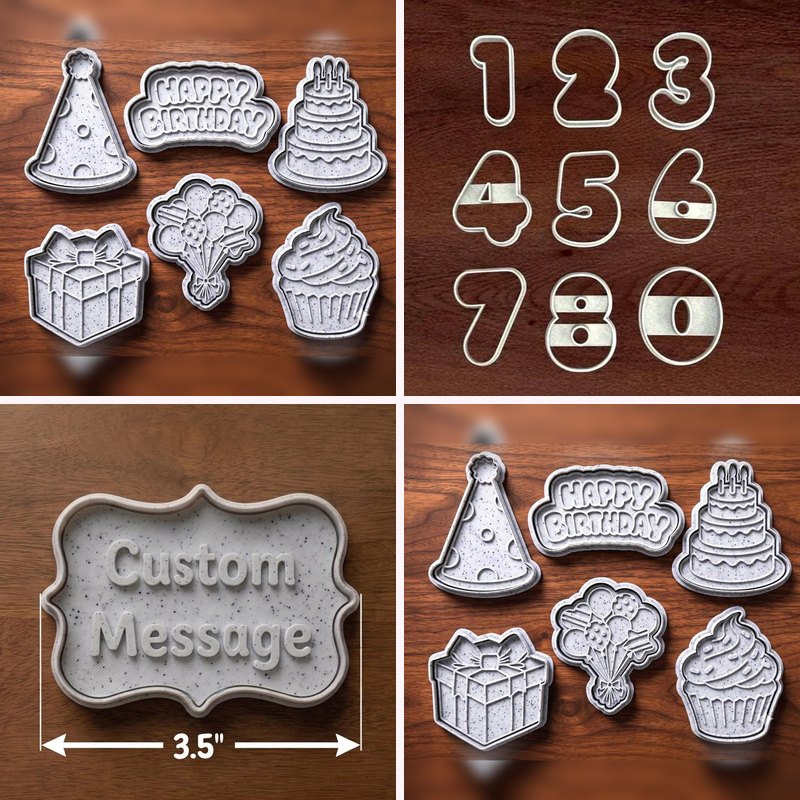 Birthday & Numbers cookie cutters - Stamp and Bake